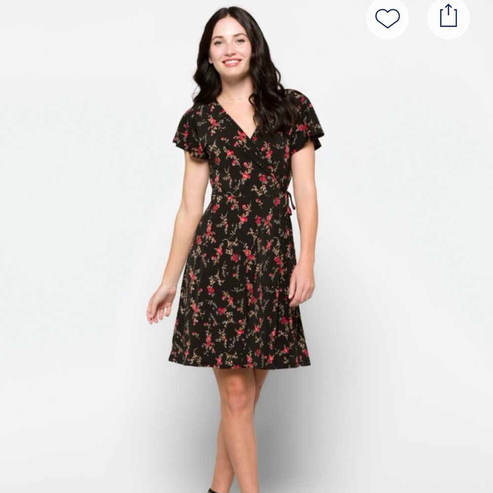 🍁Floral Black Wrap Dress🍁